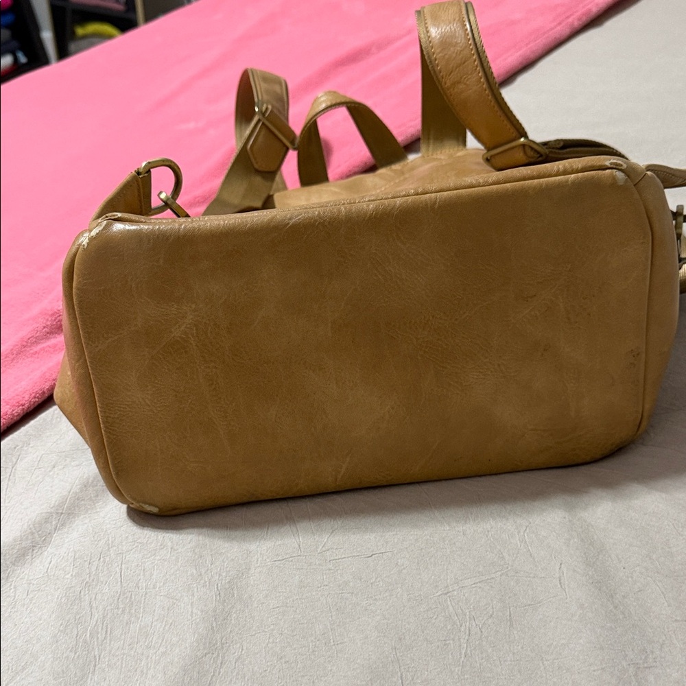 Tan vegan leather backpack or diaper bag - Picture 7 of 15